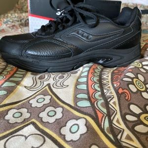 Black leather walking shoe